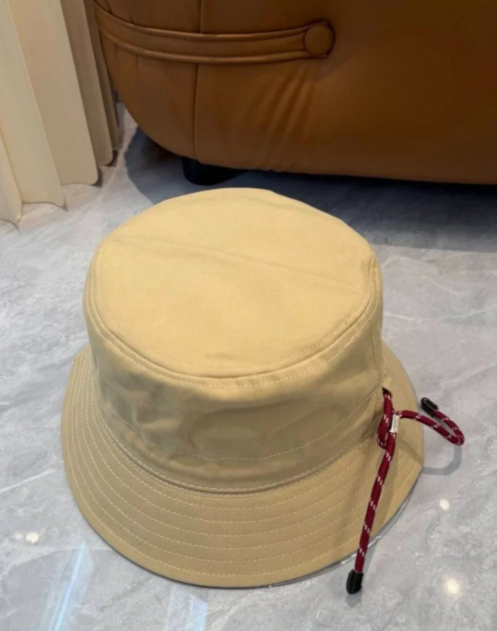 Miu Miu Beige Bucket Hat with Drawstring | Sun Hat - Picture 7 of 8